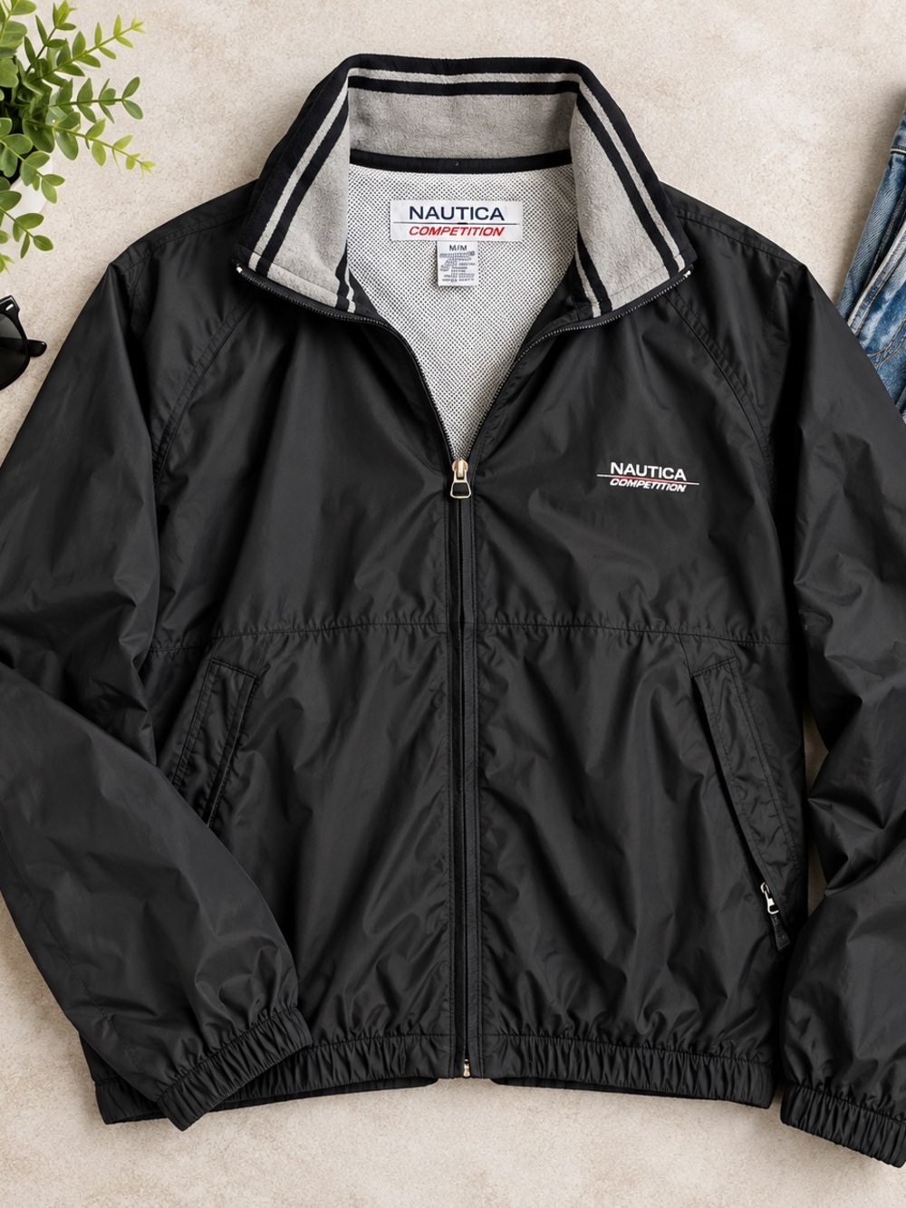 Vintage Nautica Competition Black Windbreaker Jacket Men’s Medium 90s Y2K